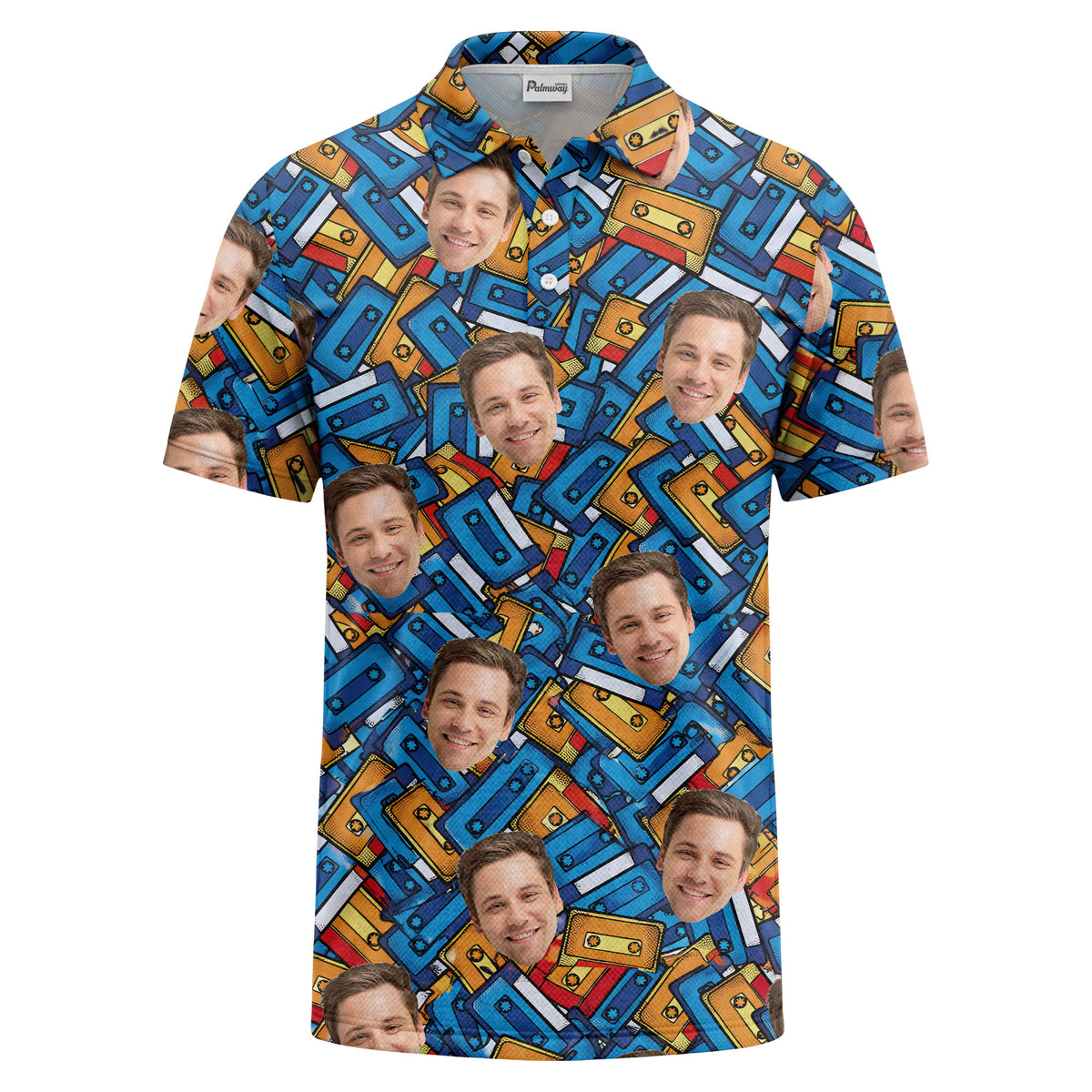 Custom Face Retro Cassette Hawaiian Shirt – Personalized Photo Aloha Shirt
