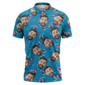 Custom Face Tropical Island Polo Shirt – Personalized Photo Vacation Polo for Men