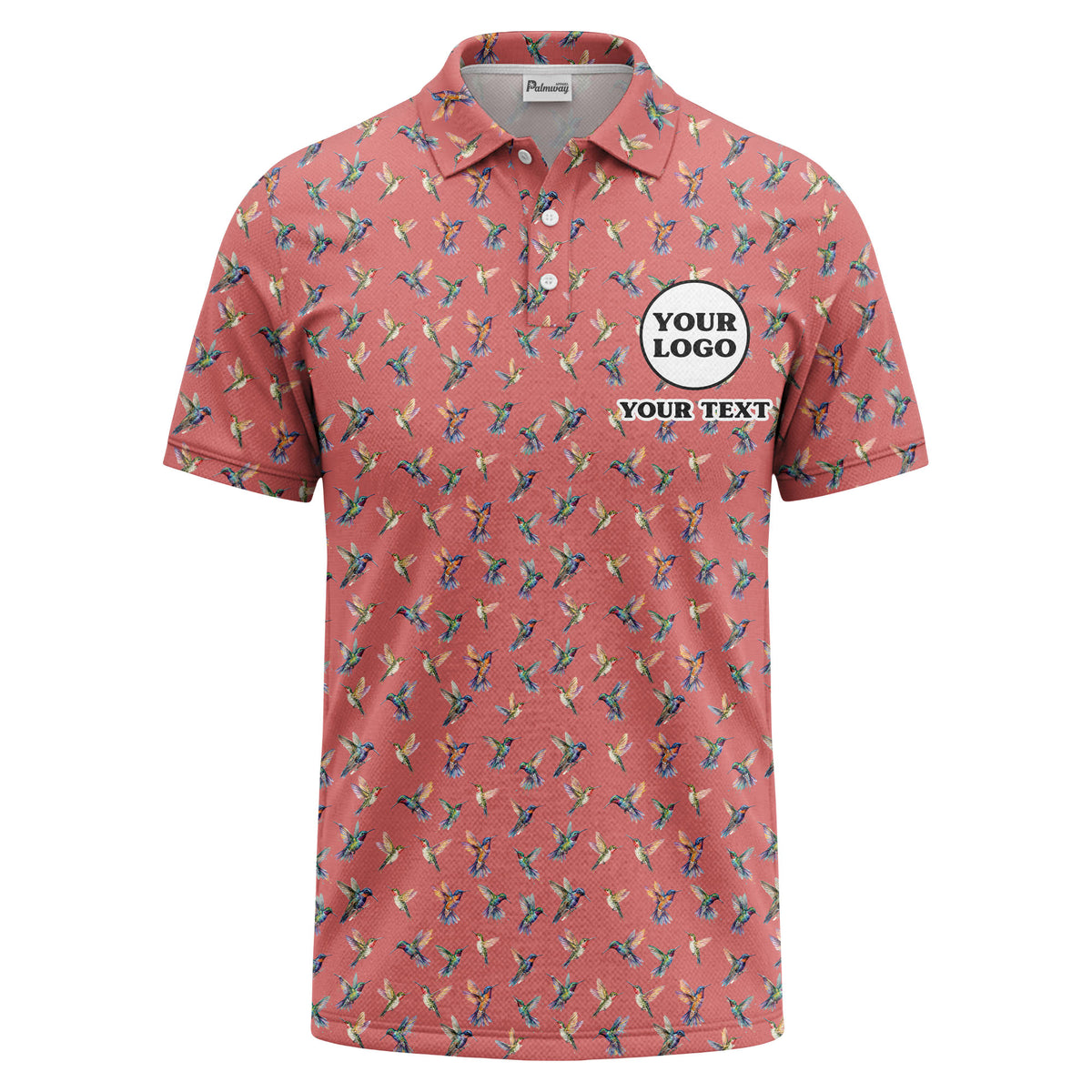 Custom Hummingbird Pattern Golf Polo Shirt – Personalized Logo & Name, Tropical Golf Team & Tournament Apparel