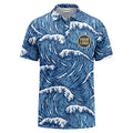 Blue Ocean Wave Polo Shirt – Custom Logo Tropical Golf Shirt