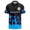Custom Blue Flame Polo Shirt with Logo – Personalized Performance Team Polo