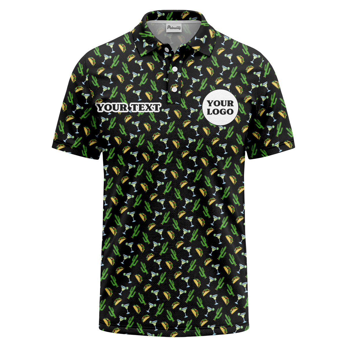 Custom Name & Logo Polo Shirt Team and Business Uniform Multicolor Abstract Pattern