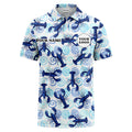 Custom Name & Logo Lobster Polo Shirt – Seafood Restaurant & Team Uniform – Multicolor Ocean Swirl Pattern