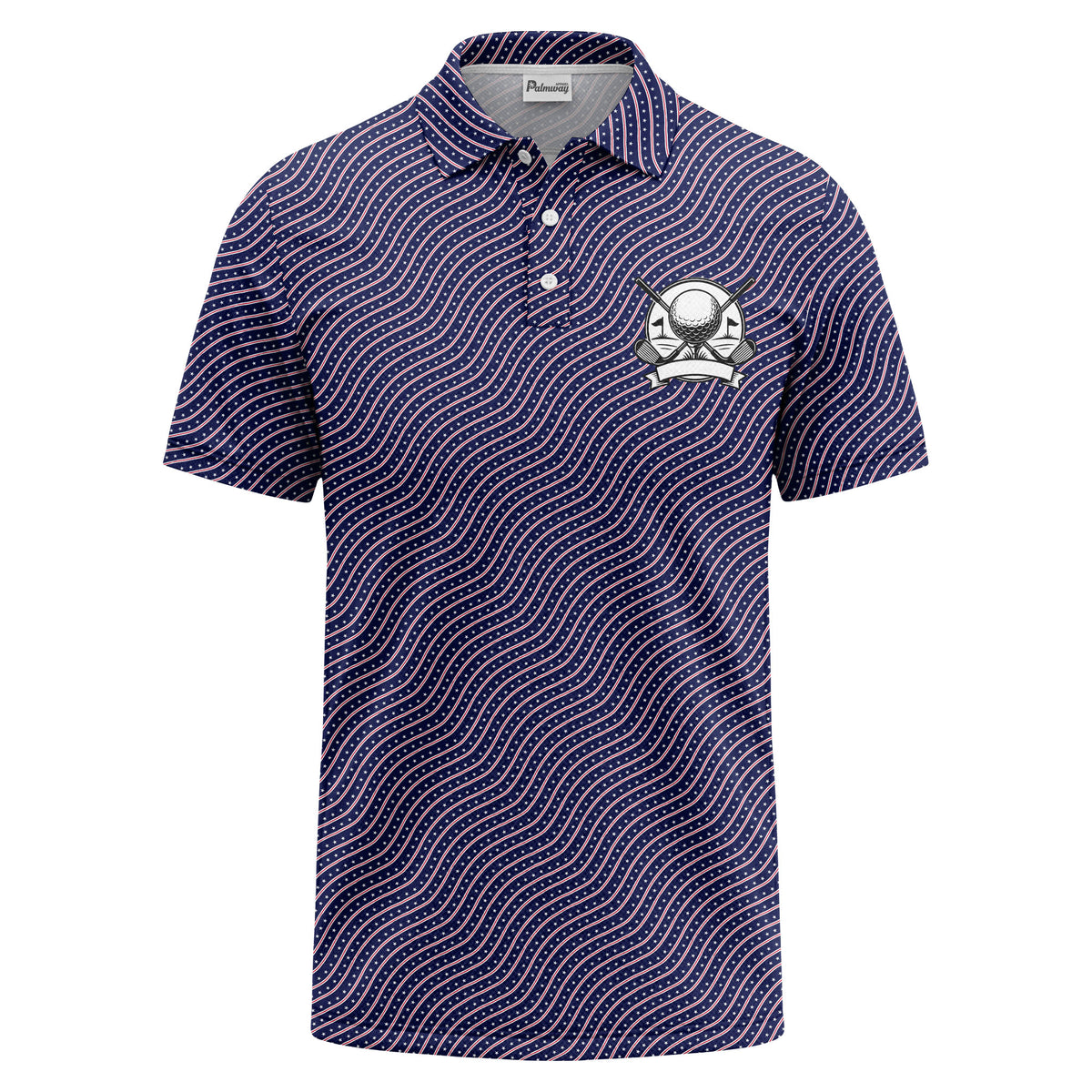 Custom Name & Logo Wave Pattern Polo Shirt – Premium Golf Team Uniform