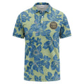 Custom Blue Hibiscus Floral Polo Shirt – Personalized Logo Tropical Golf Shirt
