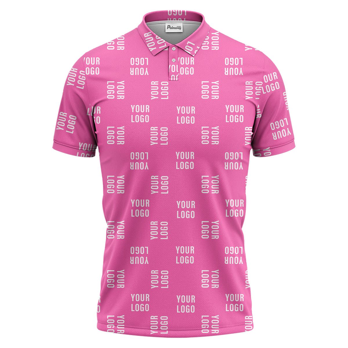 black repeat custom logo text pattern polo shirt for men