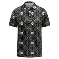 Custom Logo Golf Polo Shirt for Teams & Tournaments – Celestial Sun and Moon Geometric Pattern
