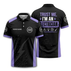 circuit board lightning bolt graphic modern tech polo shirt