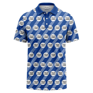 custom logo diagonal stripes repeat golf polo shirt for men