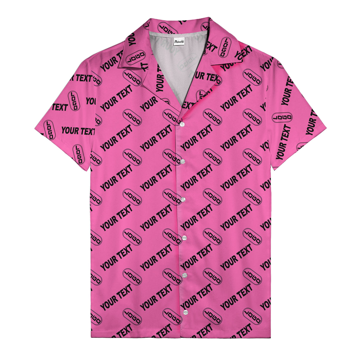 custom logo & editable text repeat pattern black hawaiian shirt