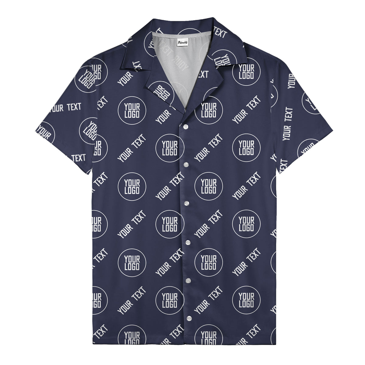 custom logo & text circle repeat black white hawaiian shirt for men