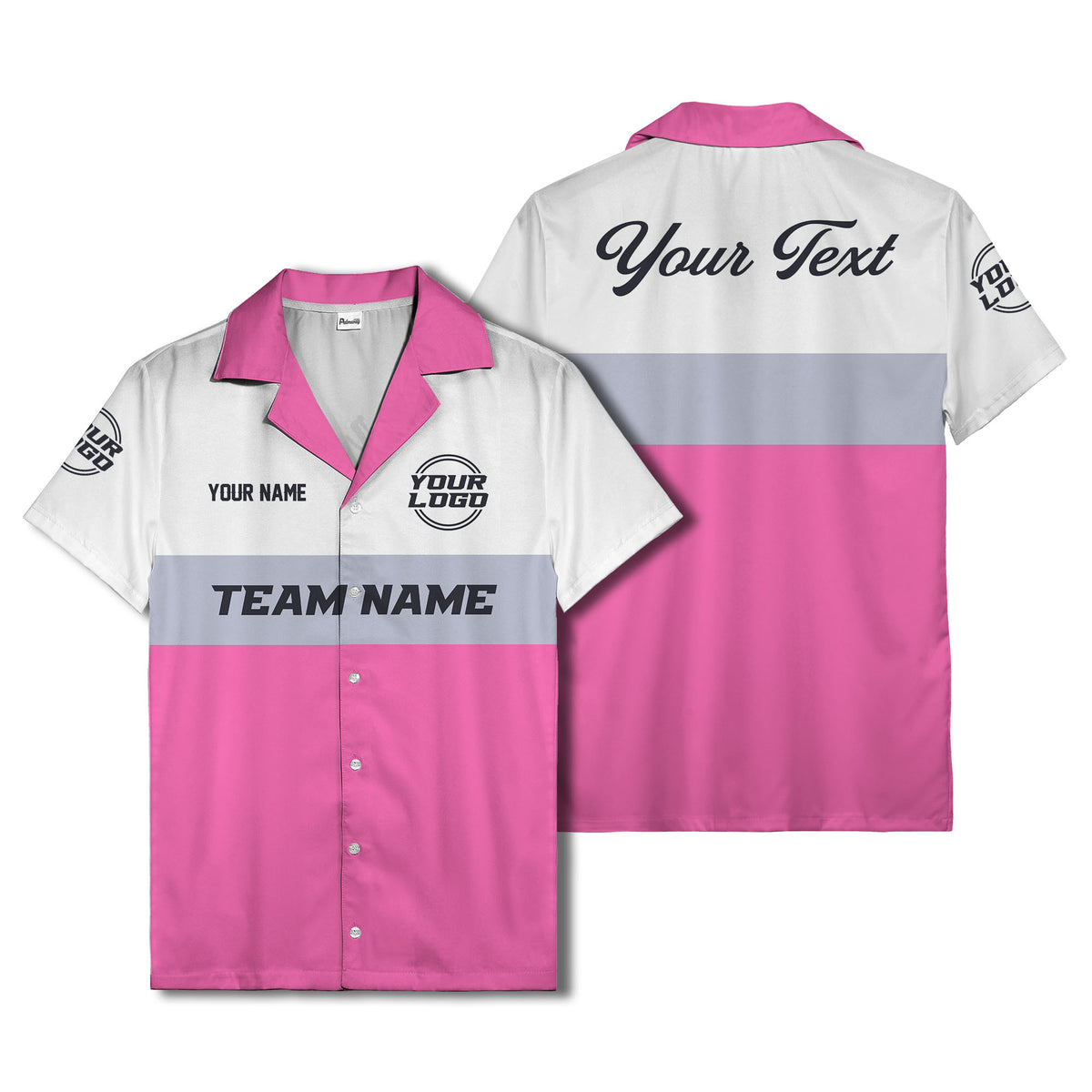 custom team logo & name bowling hawaiian shirt