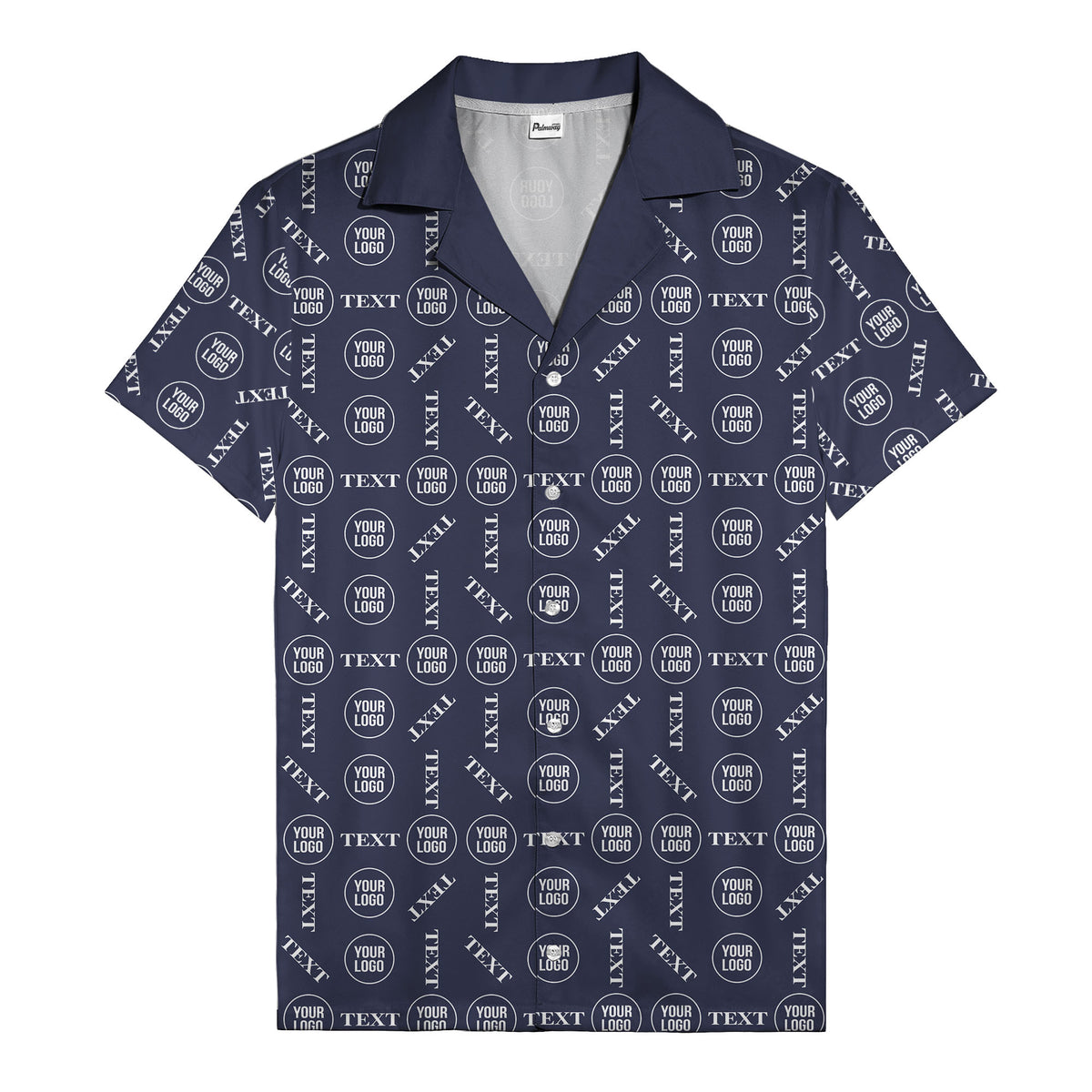 custom text & logo repeat pattern hawaiian shirt