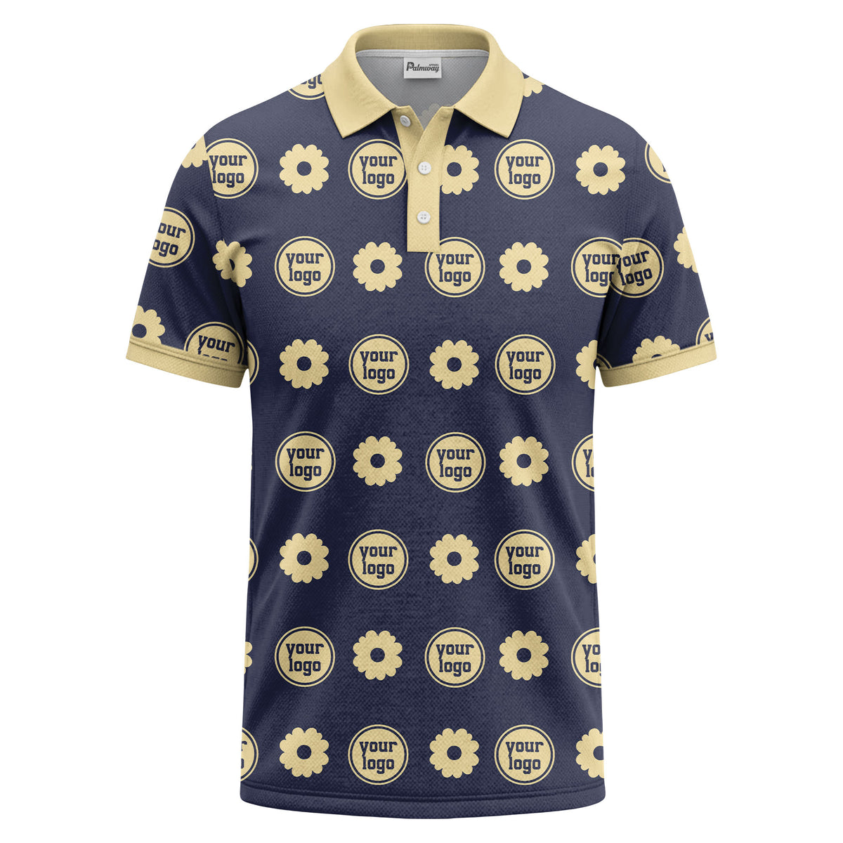 customizable daisy & monogram repeat pattern polo shirt