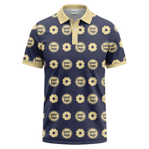 customizable daisy & monogram repeat pattern polo shirt