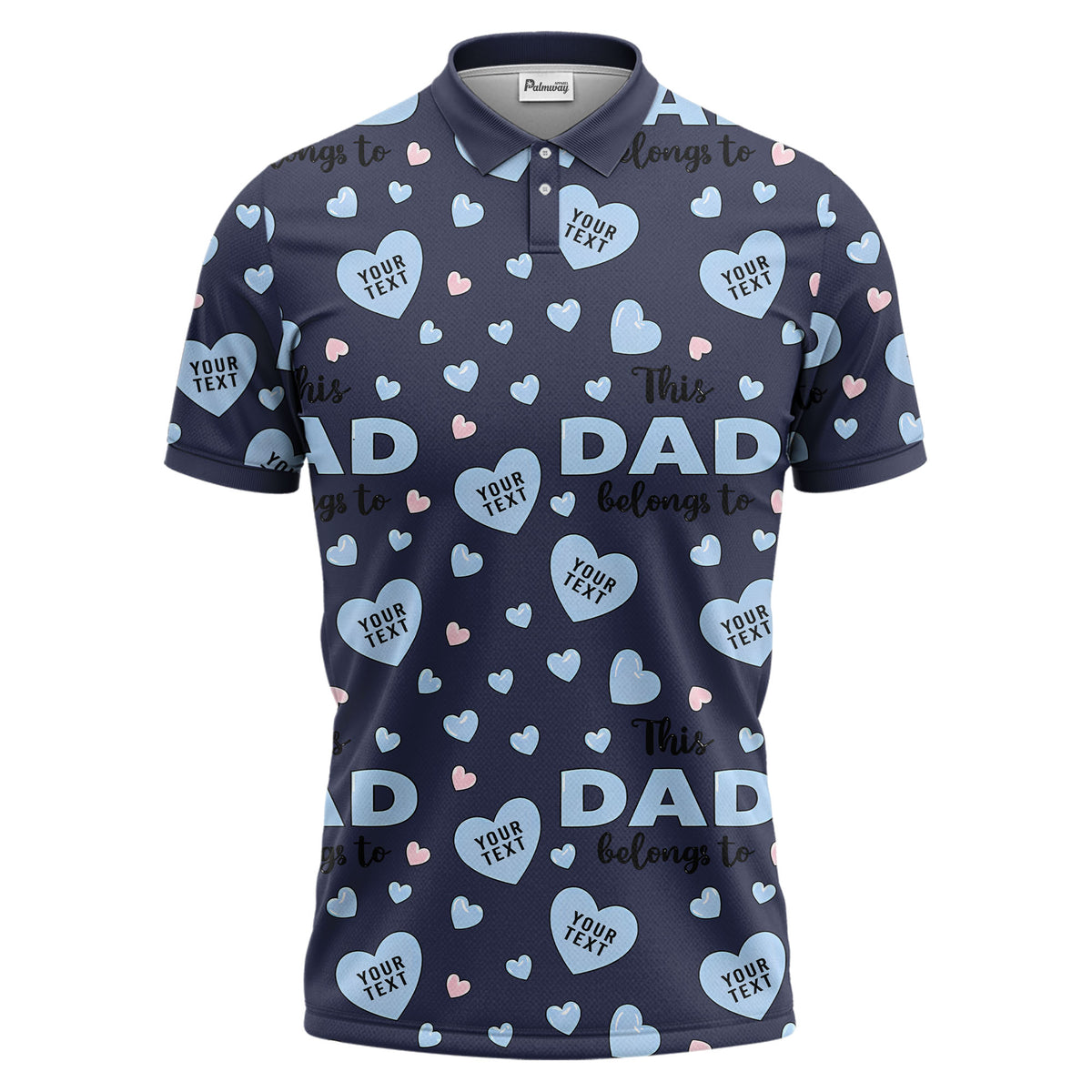 customizable hearts & text father's day all over print polo shirt for men