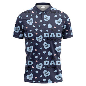 customizable hearts & text father's day all over print polo shirt for men