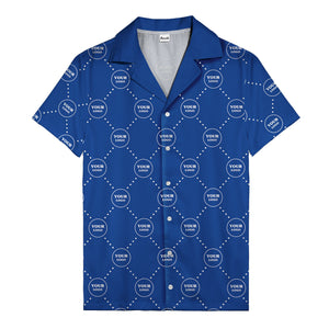 customizable logo circles and dotted lines monochrome hawaiian shirt