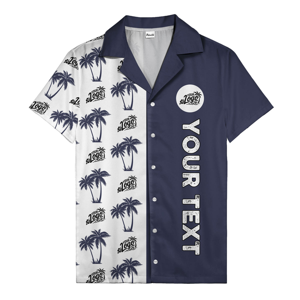 customizable palm tree & personalized text tropical green hawaiian shirt for vacation