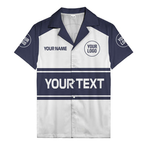 customizable text & logo horizontal stripe bowling hawaiian shirt