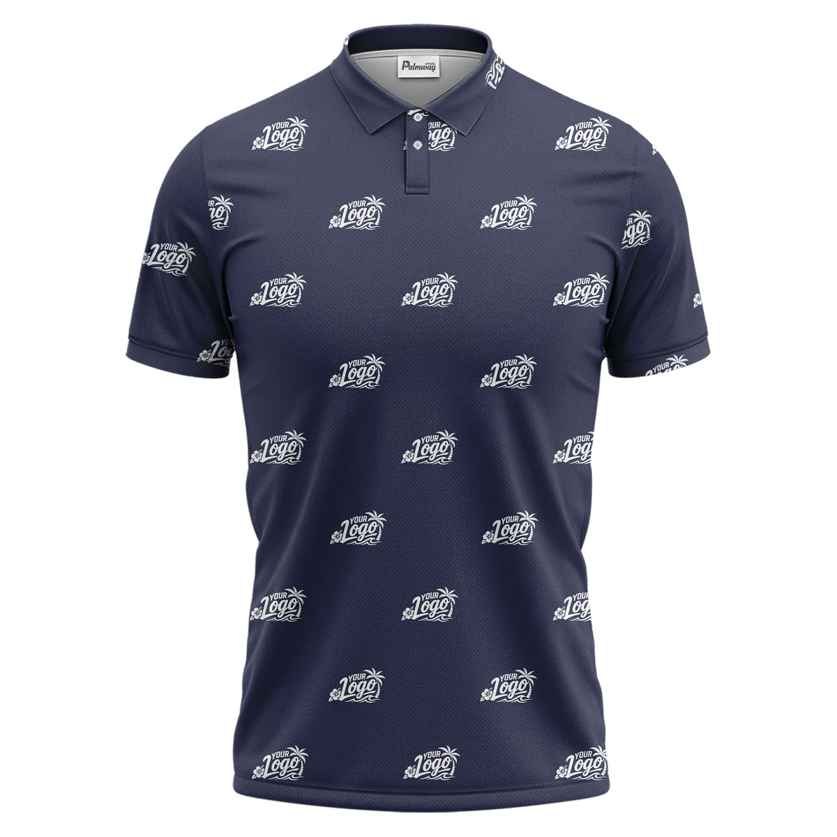 your logo repeat pattern black customizable professional polo shirt