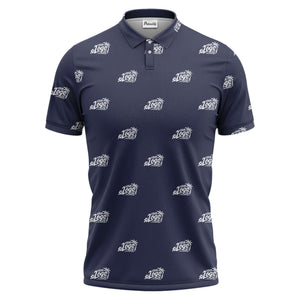 your logo repeat pattern black customizable professional polo shirt