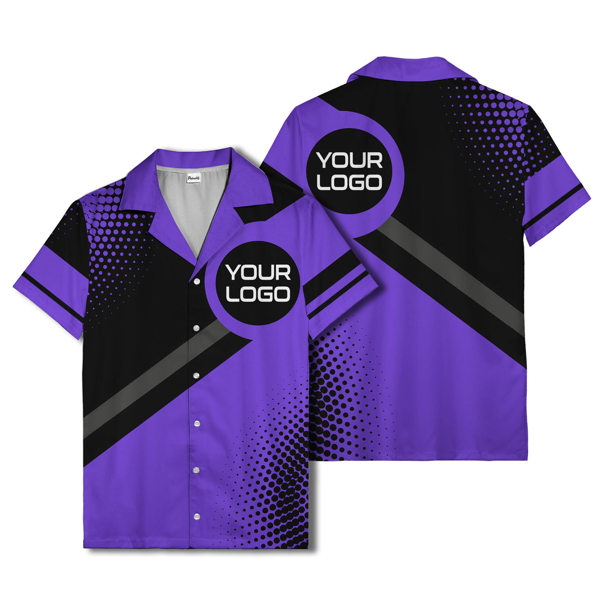 diagonal stripe logo modern hawaiian shirt