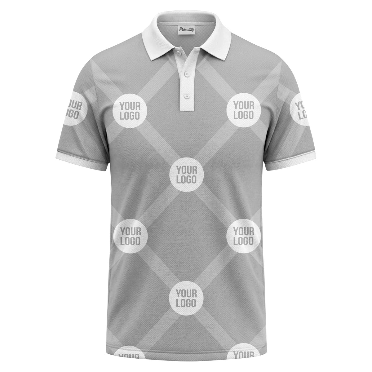 diagonal stripes & repeating custom logo polo shirt for men