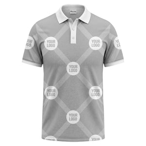 diagonal stripes & repeating custom logo polo shirt for men