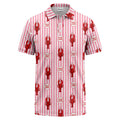 Custom Name & Logo Pink Lobster Stripe Polo Shirt – Seafood Restaurant & Team Uniform