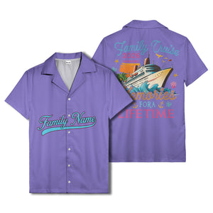family name script & logo circle personalized hawaiian shirt