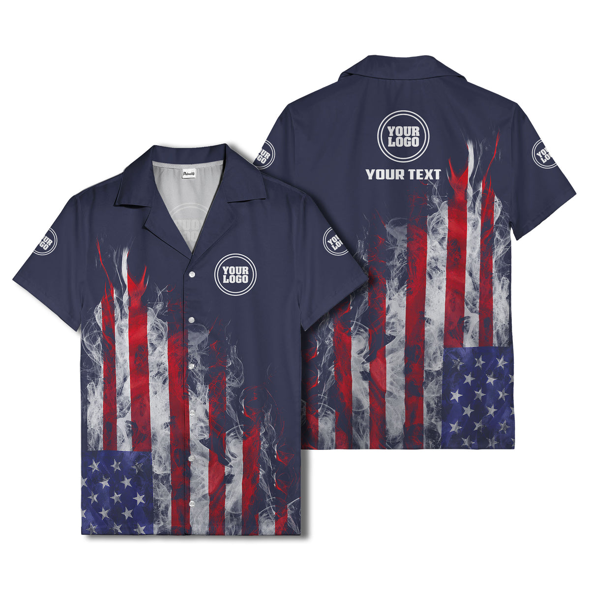 fiery bald eagle & stars stripes hawaiian shirt for men