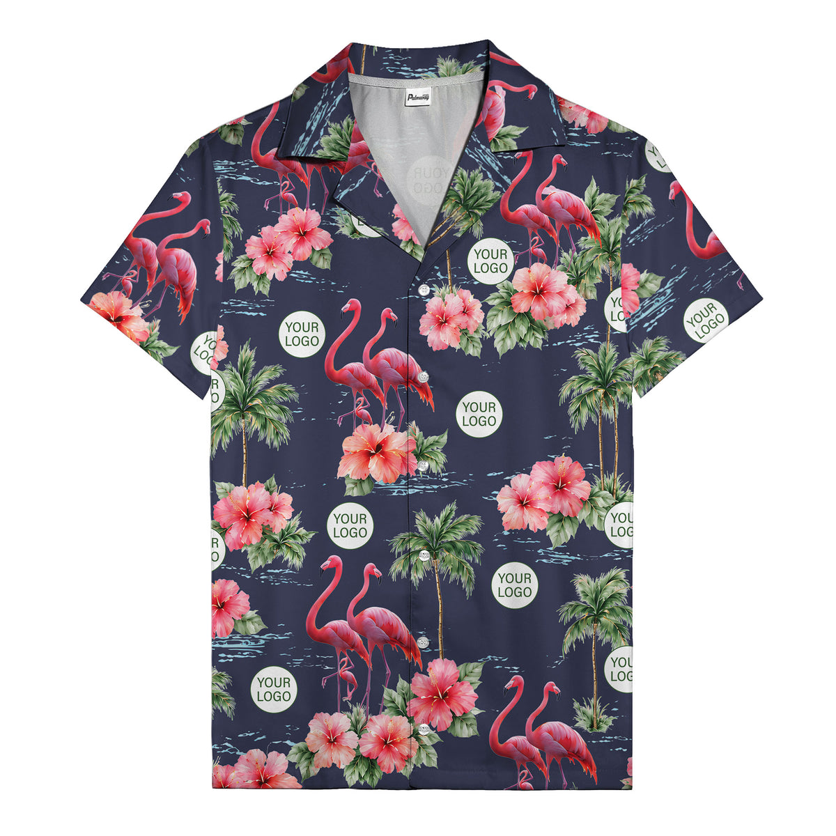 flamingo silhouettes palm trees hibiscus hawaiian shirt for men