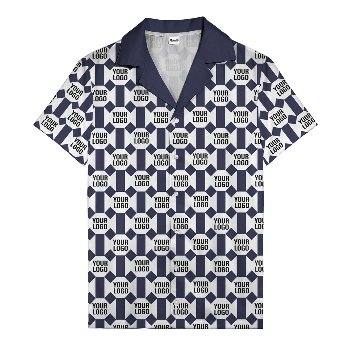 geometric grid logo repeat pattern modern graphic hawaiian shirt
