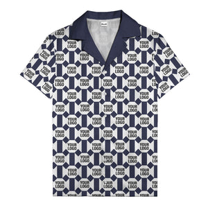 geometric grid logo repeat pattern modern graphic hawaiian shirt