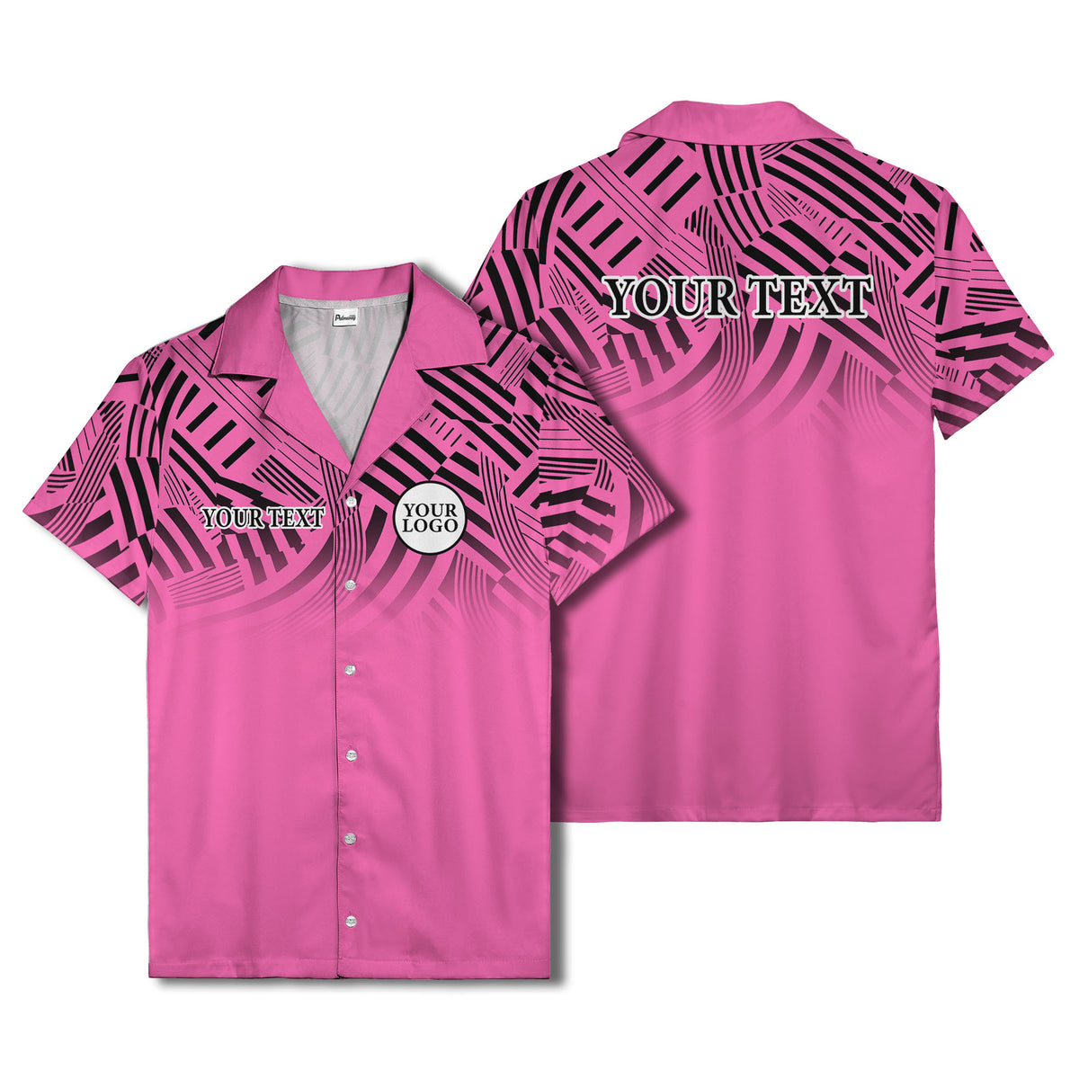geometric waves & stripes abstract hawaiian shirt for men