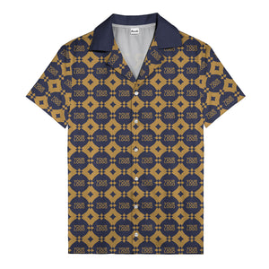 gold mon diamond lattice monogram hawaiian shirt for men
