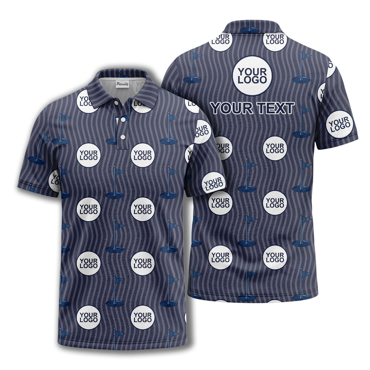 golf flag logo repeat pattern country club golf polo shirt