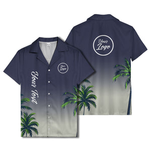 gradient palm tree silhouettes custom text hawaiian shirt for men