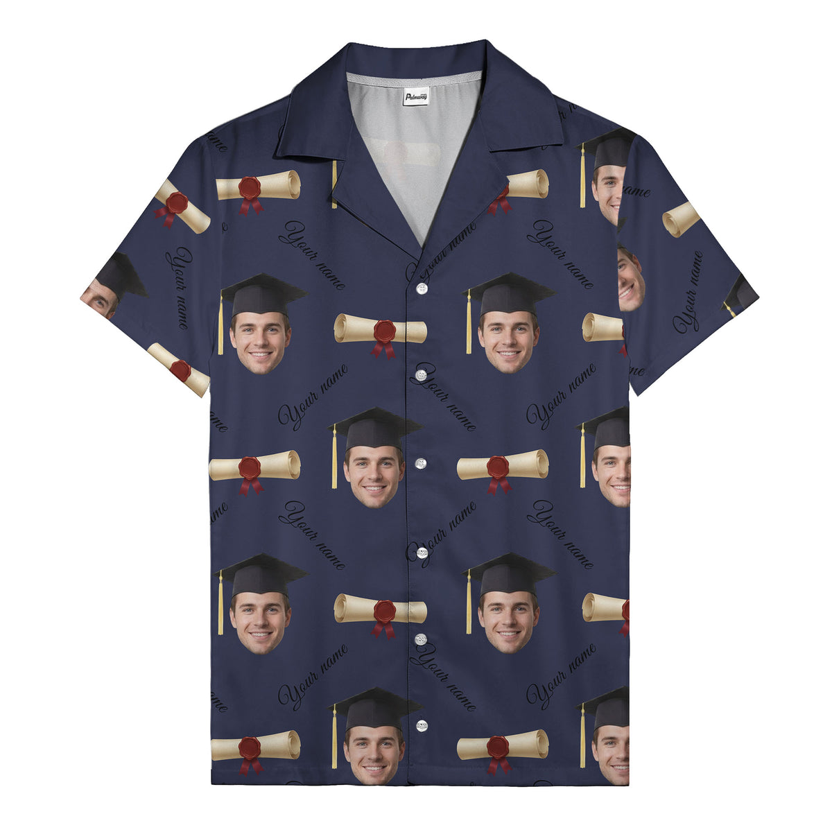 graduation caps diplomas & custom faces hawaiian shirt