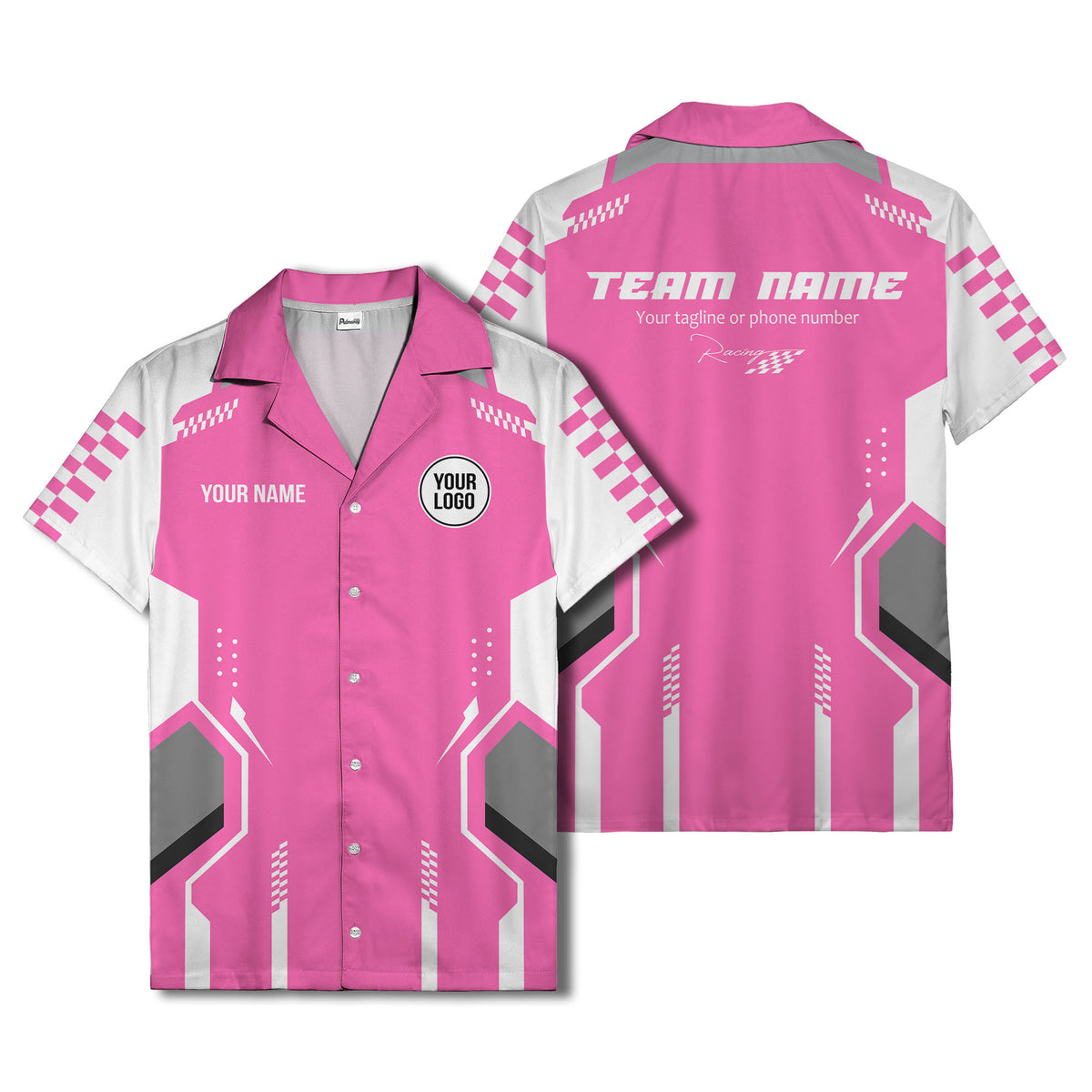 hexagon checkerboard geometric fusion hawaiian shirt for men