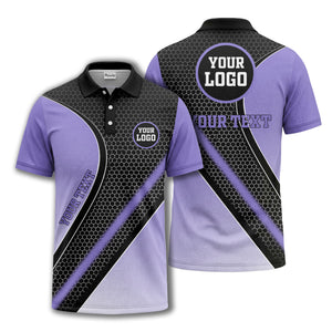 hexagonal gradient geometric print with customizable logo polo shirt