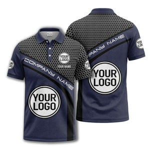hexagonal grid monogram logo corporate polo shirt for men