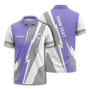 lightning bolt & geometric stripes polo shirt for men