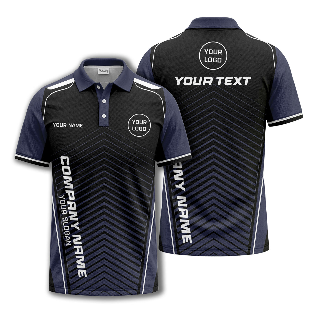 modern chevron stripes personalized logo corporate polo shirt