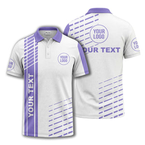 modern vertical stripe & dashed line graphic custom text logo polo shirt