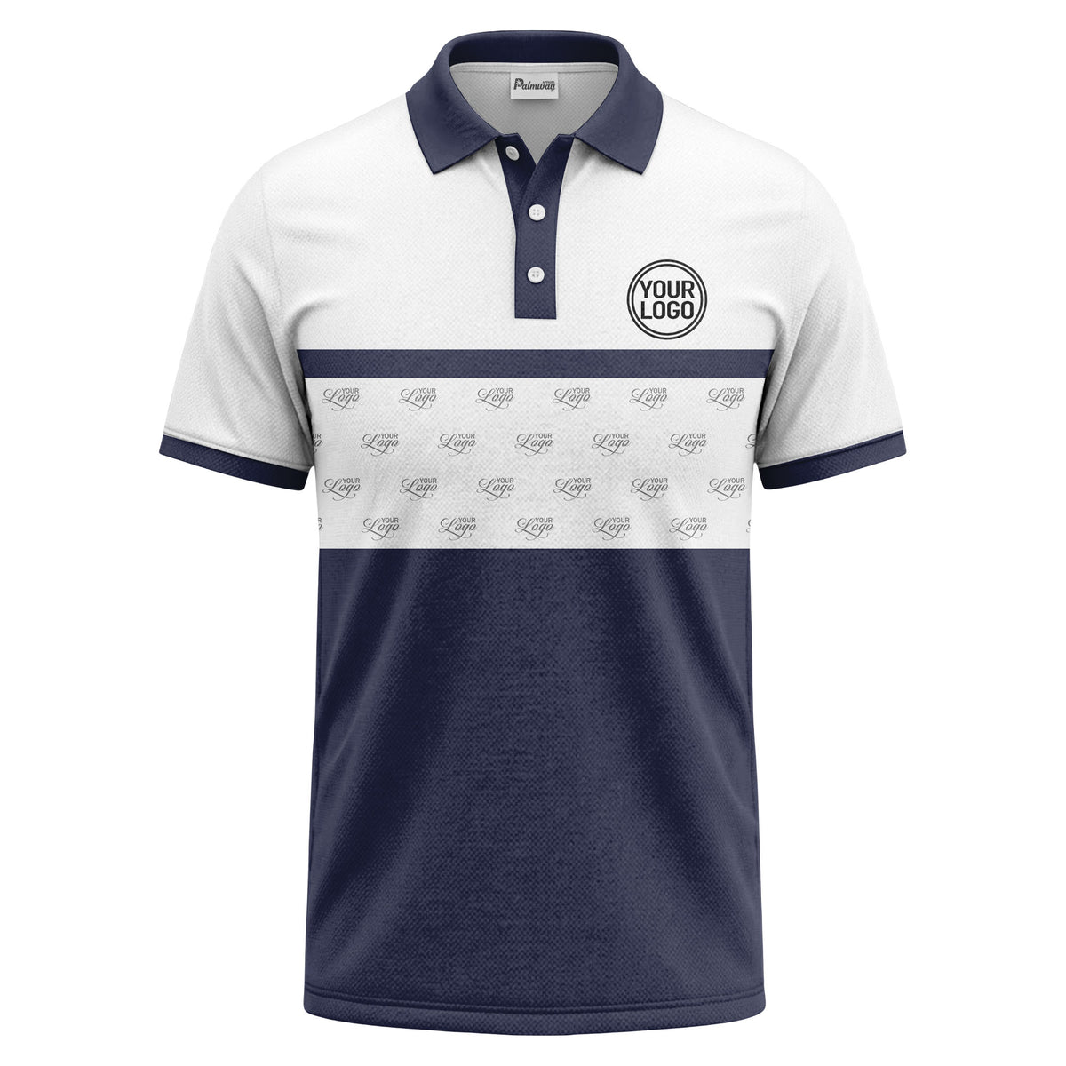 monochrome custom logo repeat stripe polo shirt for men