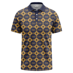 monogrammed gold black diamond repeat luxury polo shirt
