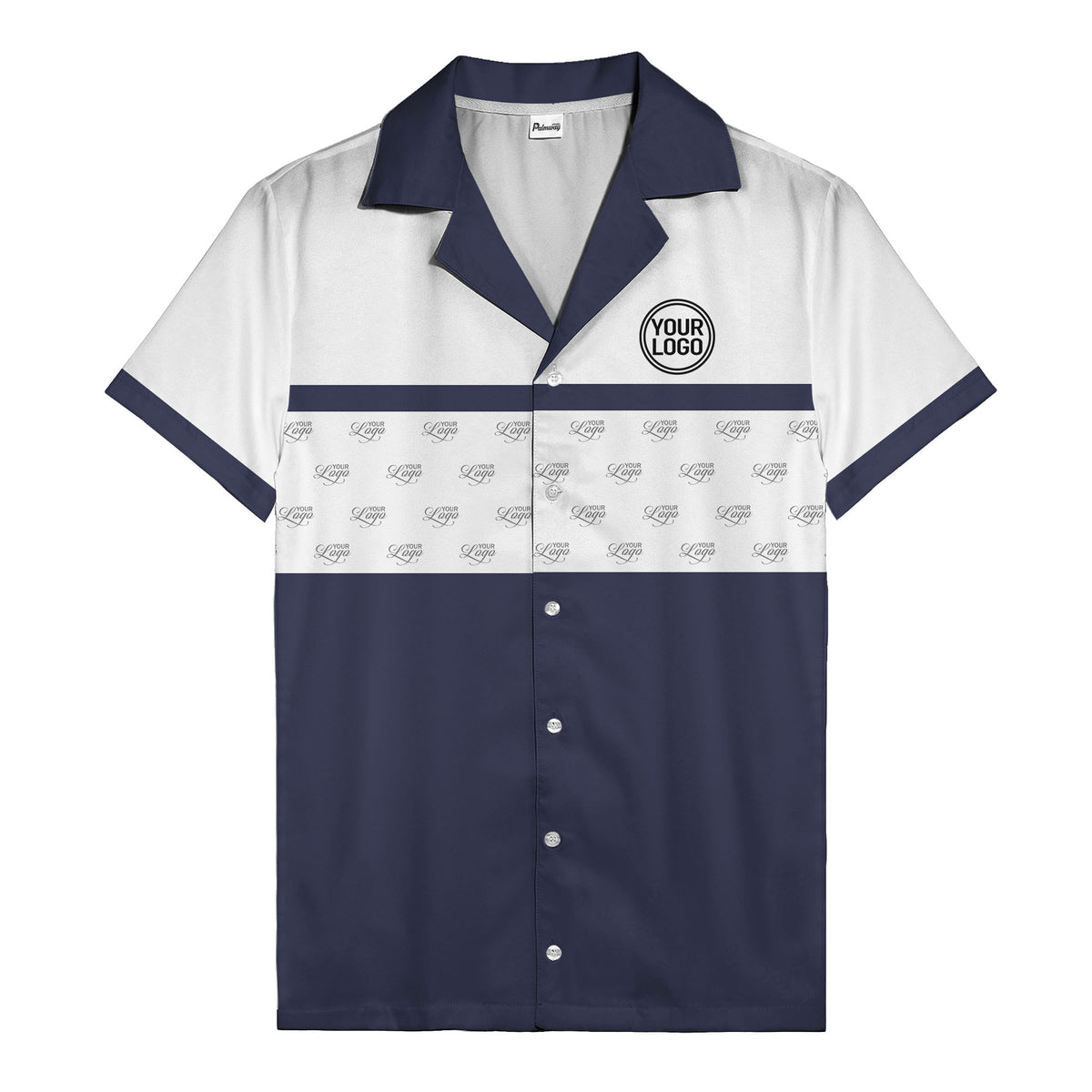 retro bowling custom logo repeat hawaiian shirt for men