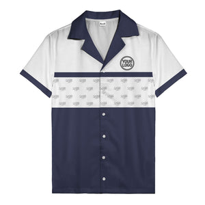retro bowling custom logo repeat hawaiian shirt for men